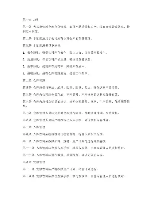 饮料仓库存货管理制度范本