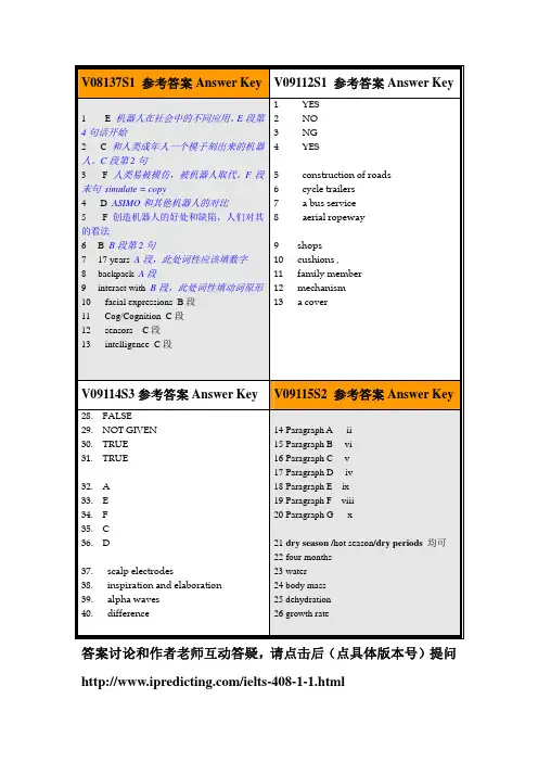 雅思真题03 配套答案