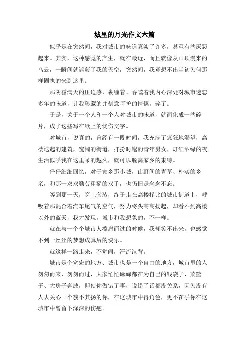 城里的月光作文六篇