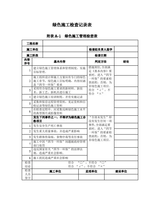 绿色施工检查记录表