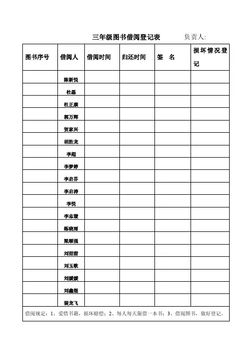 图书借阅登记表（）_【最新】