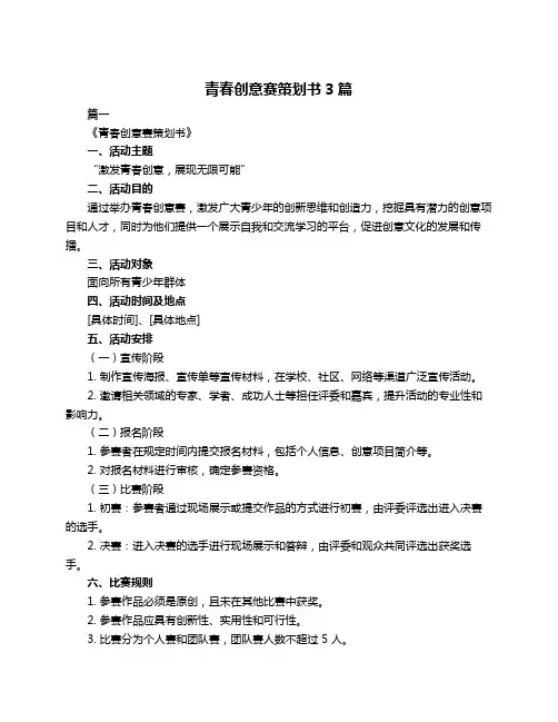 青春创意赛策划书3篇