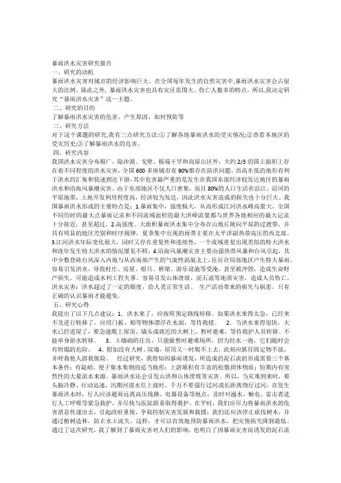 暴雨洪水灾害研究报告