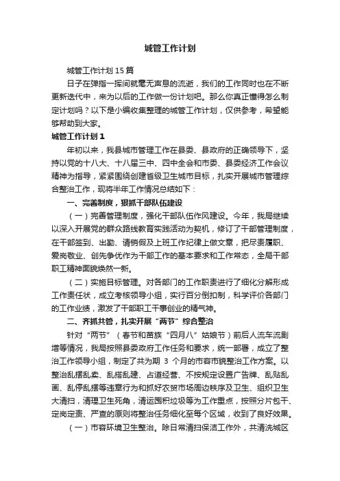 城管工作计划