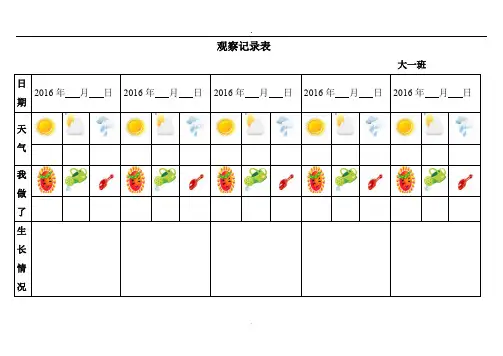 自然角观察记录表表格