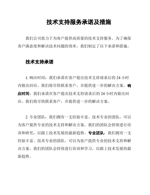 技术支持服务承诺及措施