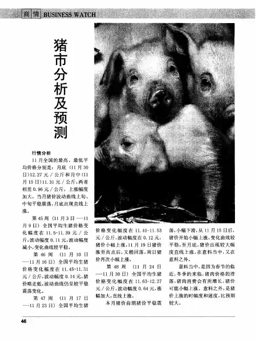 猪市分析及预测