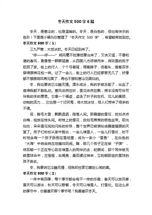 冬天作文500字6篇