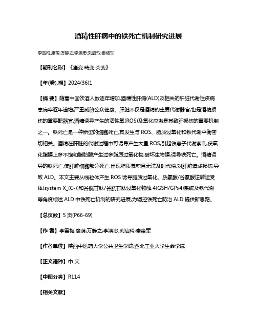 酒精性肝病中的铁死亡机制研究进展