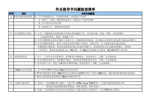 作业指导书问题检查清单