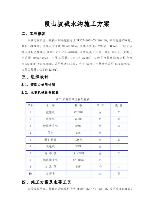 段山坡截水沟工程施工设计方案