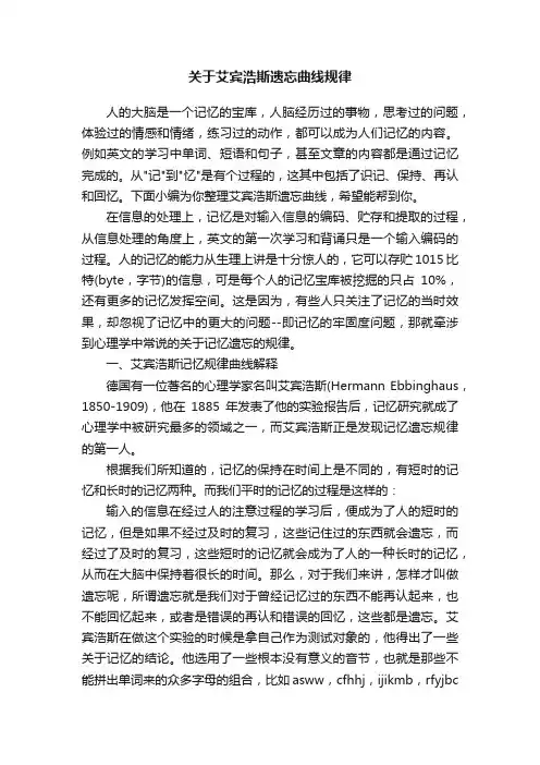 关于艾宾浩斯遗忘曲线规律