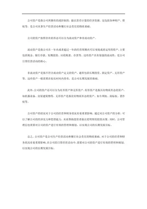 公司资产名词解释