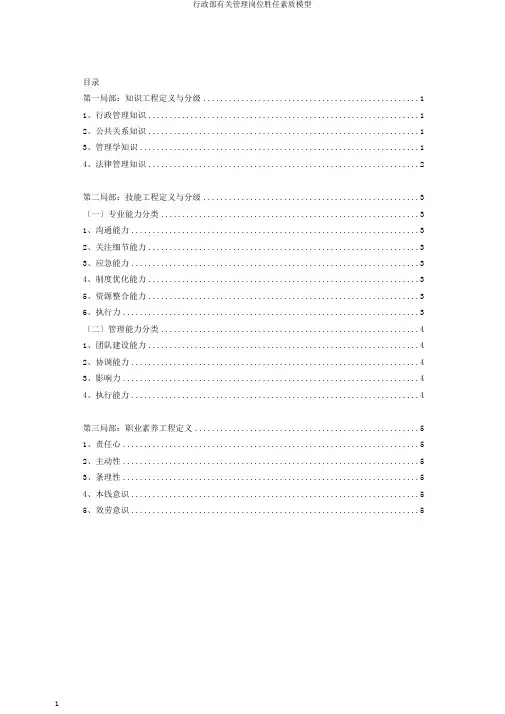 行政部有关管理岗位胜任素质模型