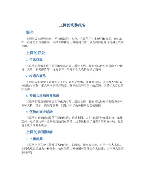 上网的利弊报告