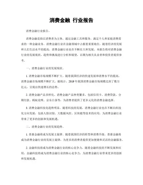 消费金融 行业报告