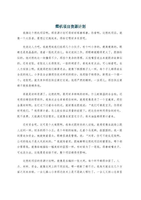 燃机项目资源计划