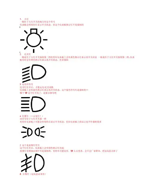 汽车开关符号说明see