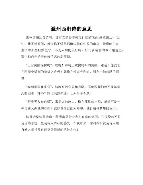 滁州西涧诗的意思