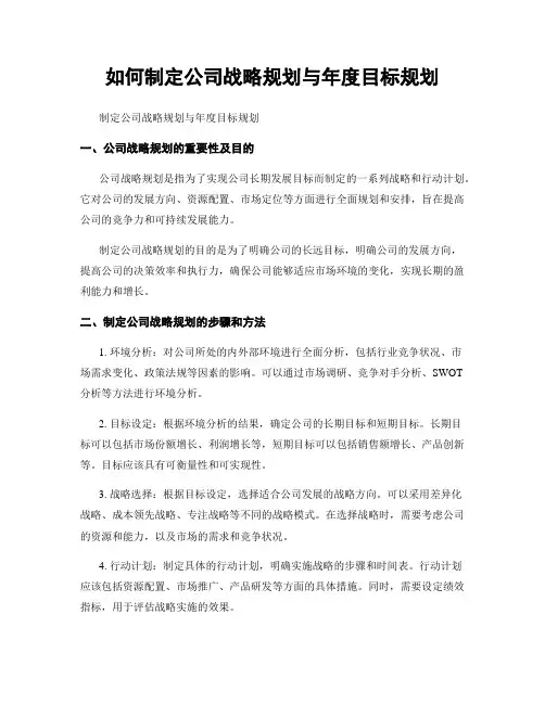 如何制定公司战略规划与年度目标规划