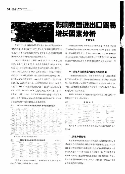 影响我国进出口贸易增长因素分析