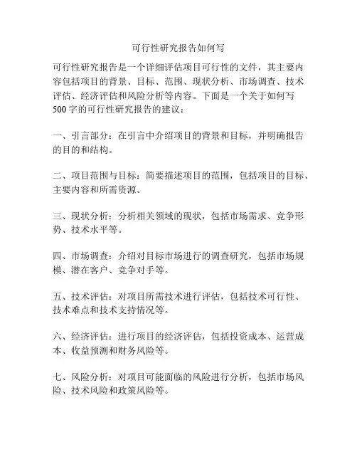 可行性研究报告如何写