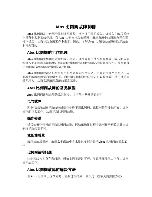 Atos比例阀故障排除
