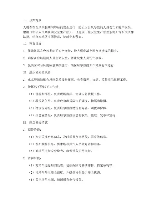 塔吊防御台风应急救援预案
