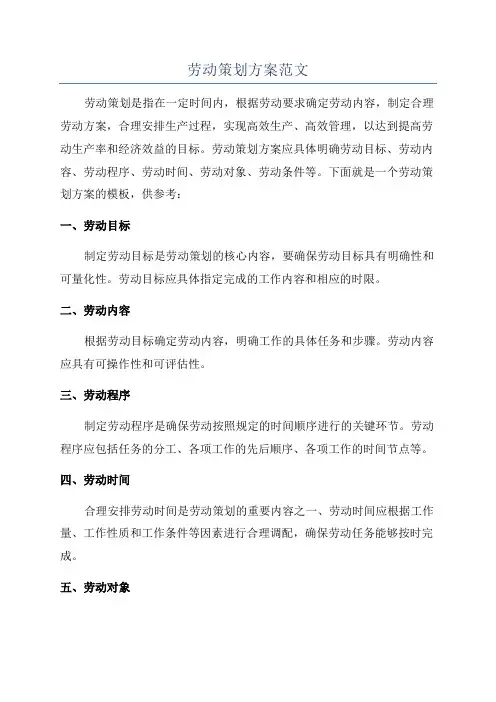 劳动策划方案范文