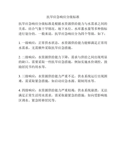抗旱应急响应分级标准