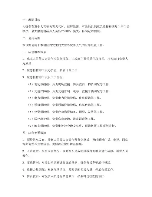 大雪等灾害天气应急预案