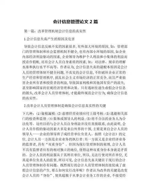会计信息管理论文2篇