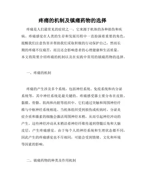 疼痛的机制及镇痛药物的选择