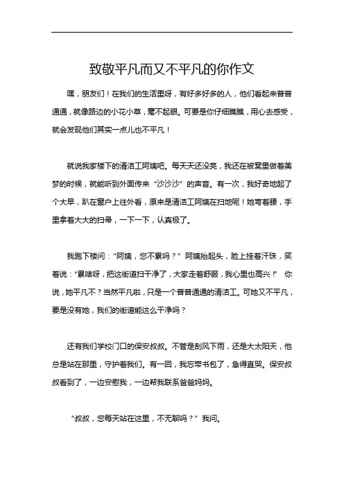 致敬平凡而又不平凡的你作文