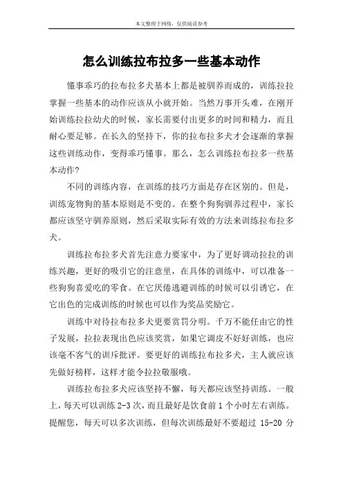 怎么训练拉布拉多一些基本动作