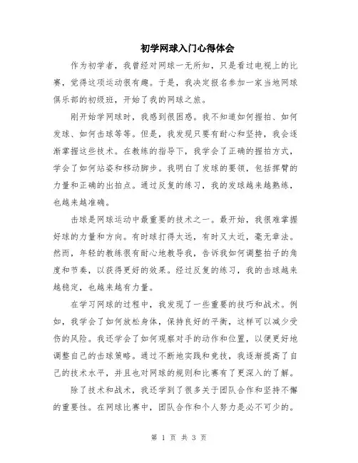 初学网球入门心得体会