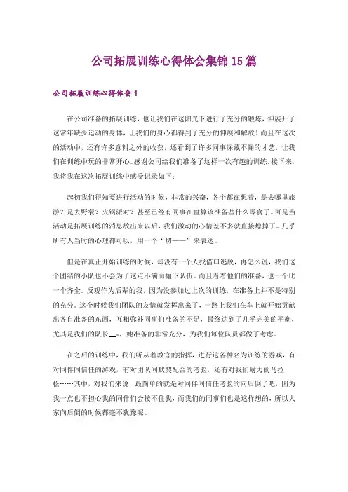 公司拓展训练心得体会集锦15篇_2