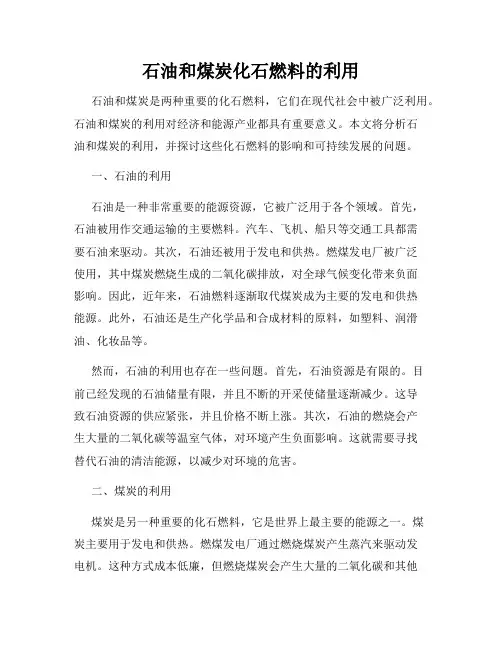 石油和煤炭化石燃料的利用
