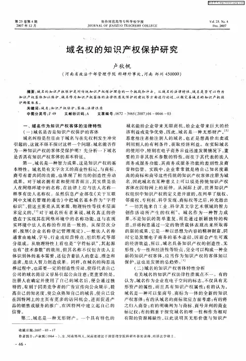 域名权的知识产权保护研究