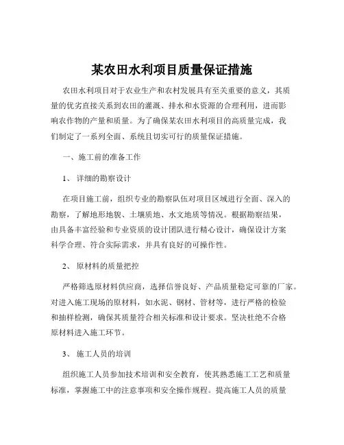 某农田水利项目质量保证措施