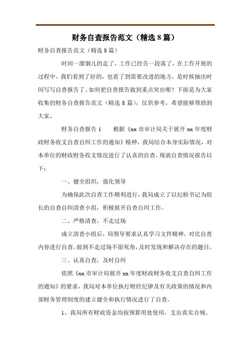 财务自查报告范文(精选8篇)