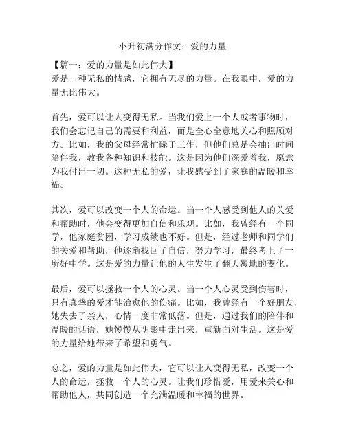 小升初满分作文：爱的力量