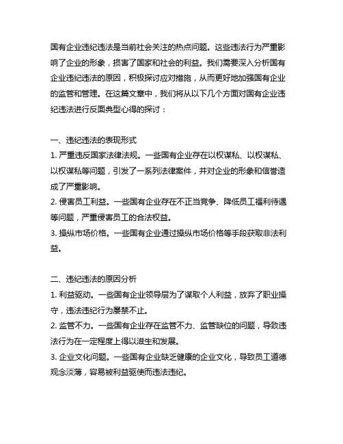 国有企业违纪违法反面典型心得