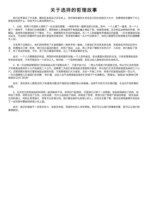 关于选择的哲理故事