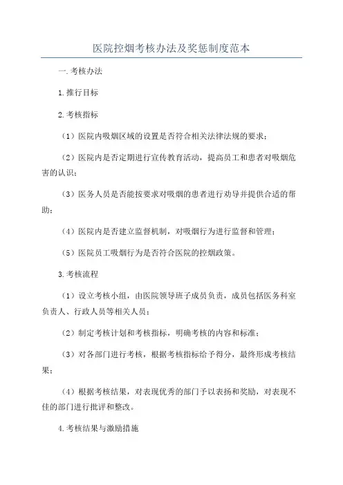 医院控烟考核办法及奖惩制度范本