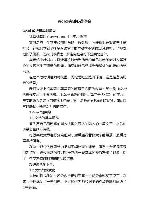 word实训心得体会