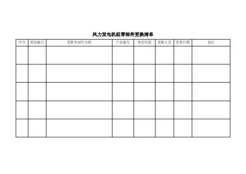 风力发电机组零部件更换清单