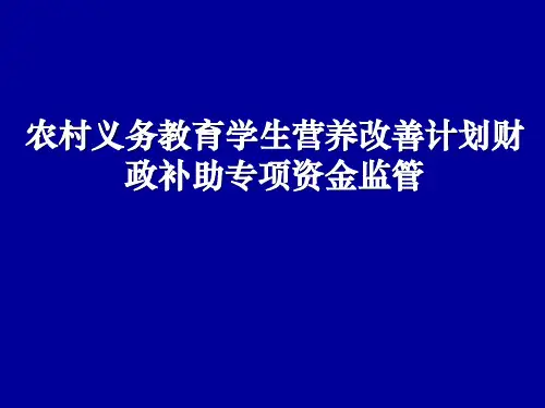 农村义务教育学生营养改善计划财政补助专项资金监管PPT学习课件