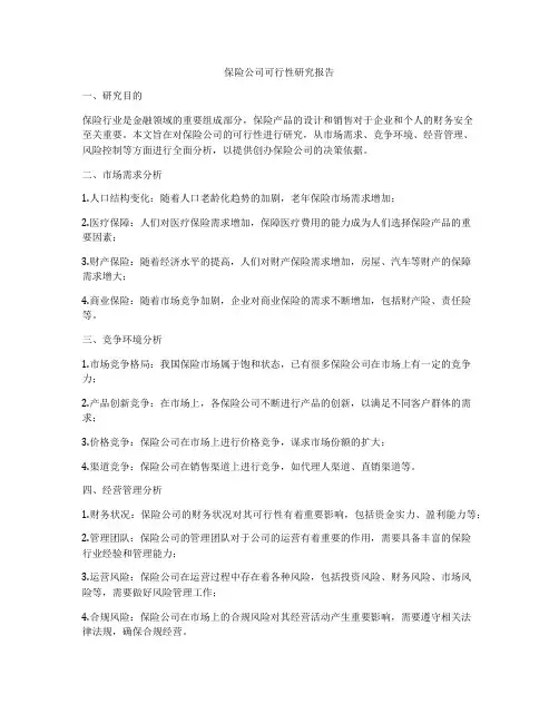保险公司可行性研究报告