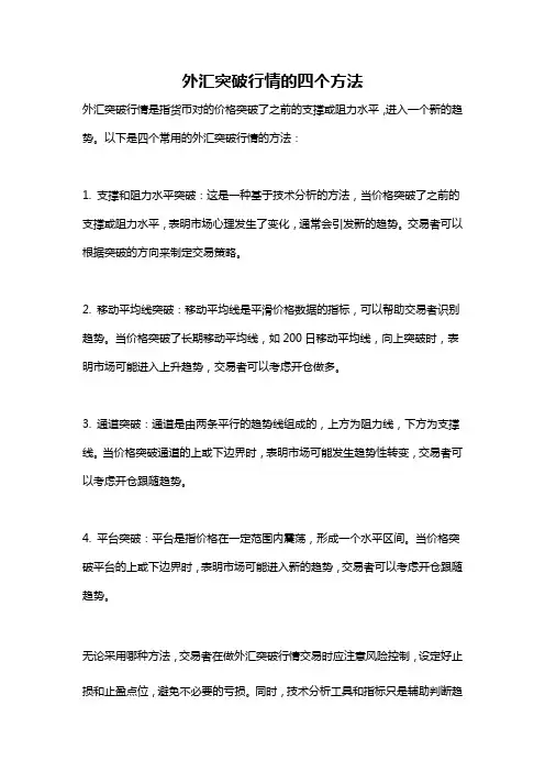 外汇突破行情的四个方法